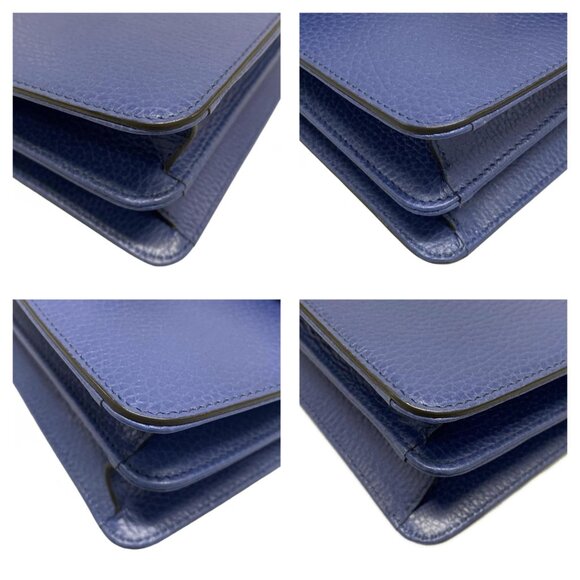 GUCCI Interlocking G Blue Leather Shoulder Bag 849-081025 - Picture 6 of 14